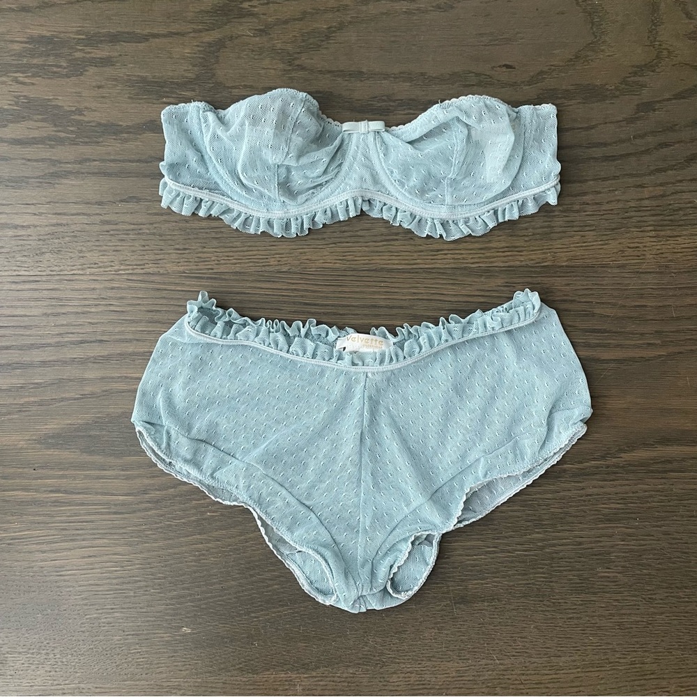 Blue Velvette Vintage Style Lingerie Set